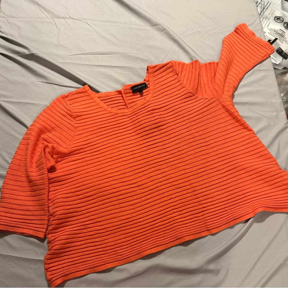 Lane Bryant Vibrant Orange Ribbed Blouse
